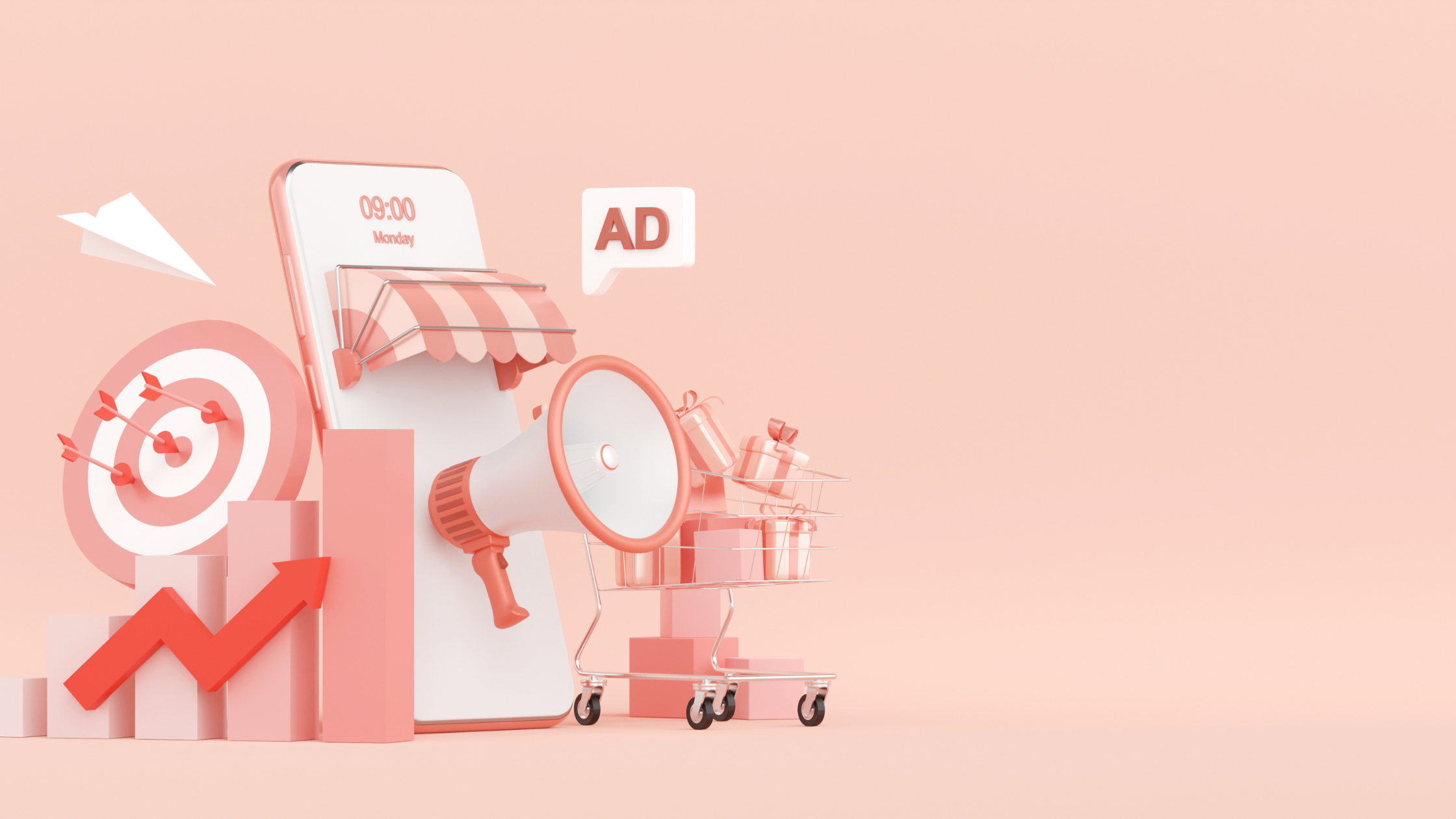 pink digital advertising with ad bubble