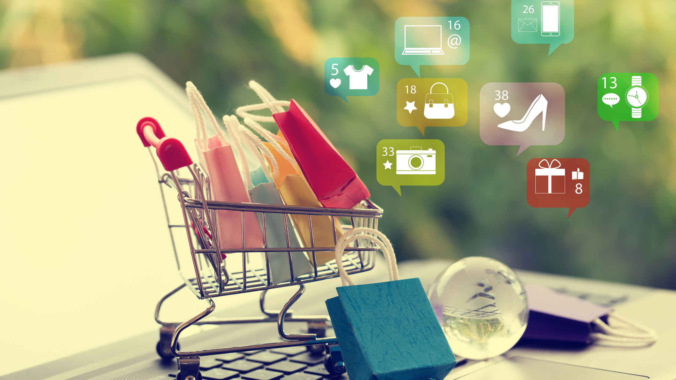 Amazon Advertising shopping cart with omnichannel icons