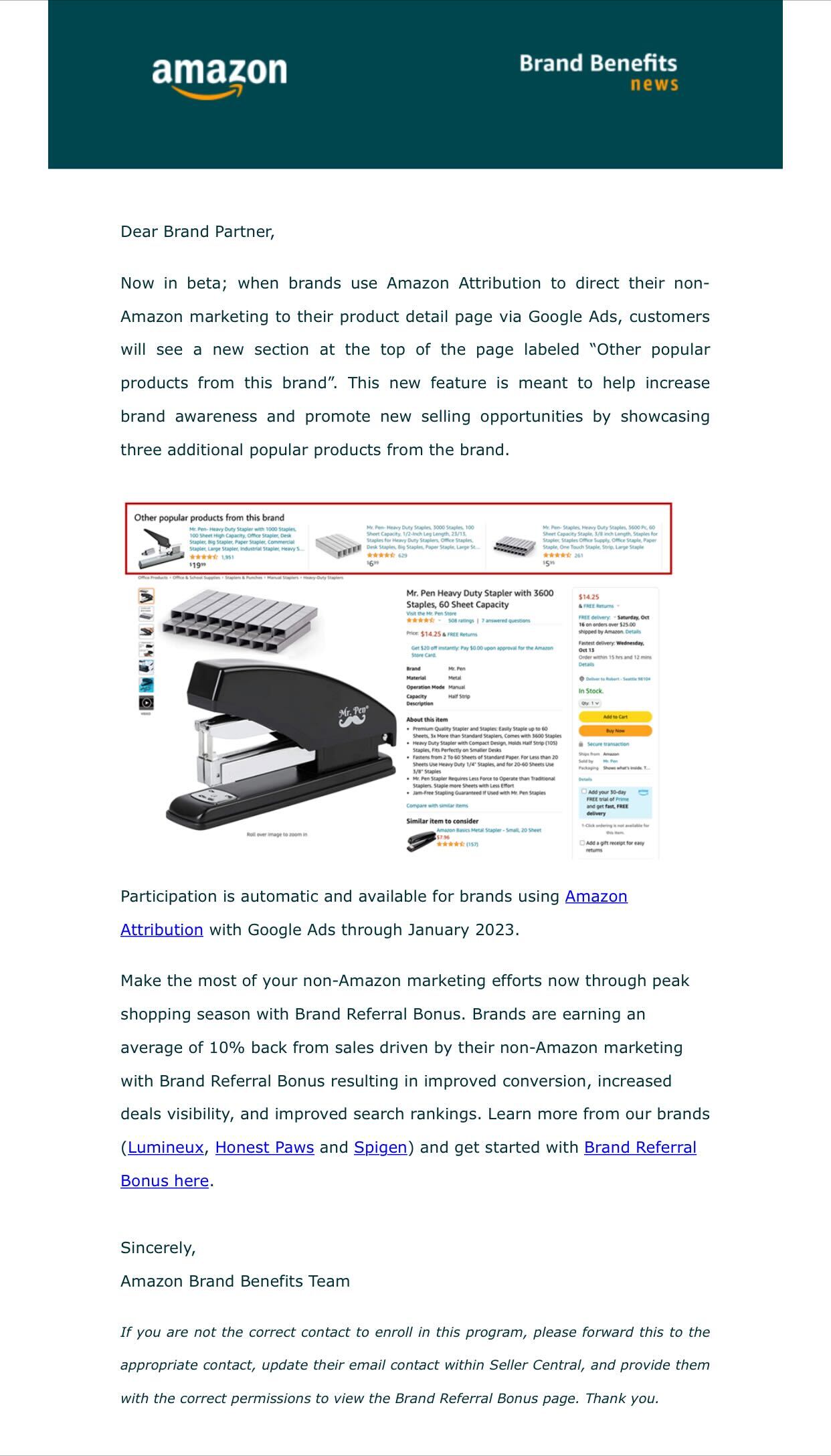 amazon stapler ad promo email
